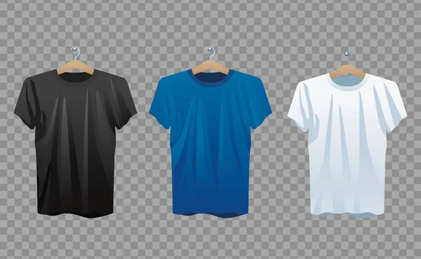 Çamaşır iğnesindeki gömlekler izole edilmiş simgeler — Stok Vektör