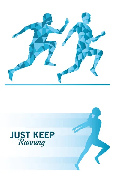 Silhouettes de personnes athlétiques courir — Image vectorielle