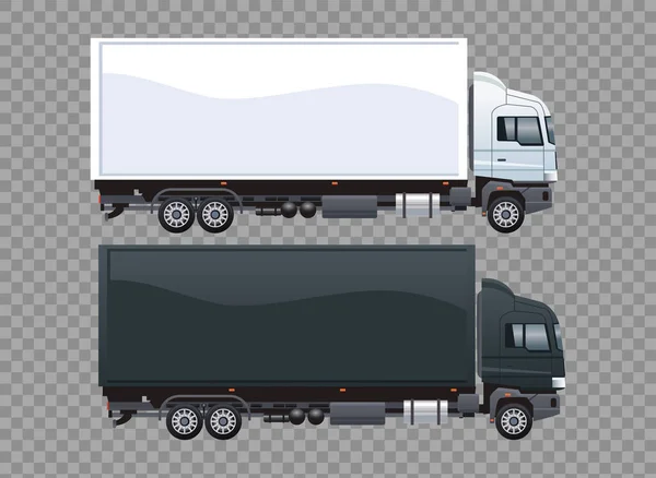 Вантажівки білий і чорний брендинг ізольована ікона — стоковий вектор