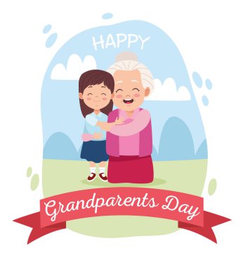 Kampta torunu olan sevimli, mutlu bir büyükanne.