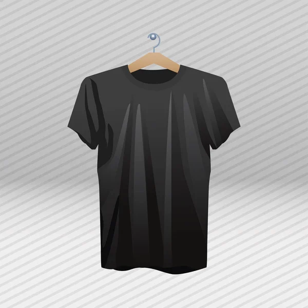 Skjorta svart i klädnypa isolerad ikon — Stock vektor