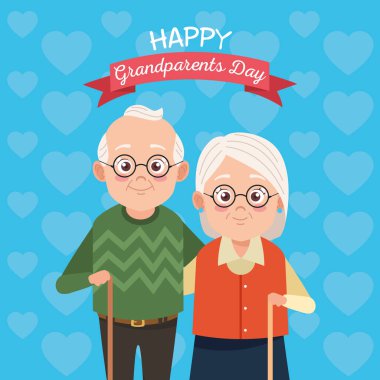 Roboon çerçeve karakterli sevimli mutlu büyükanne ve büyükbaba çift
