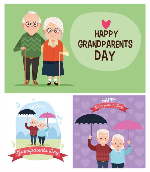 Groupe de mignons grands-parents couples avatars personnages — Image vectorielle