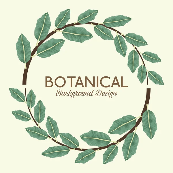 Tropische bladeren in ronde frame en belettering botanische achtergrond ontwerp — Stockvector