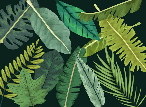 tropical leafs botanical pattern background design