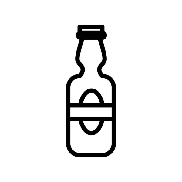 Beer bottle drink international day line style — Stock Vector