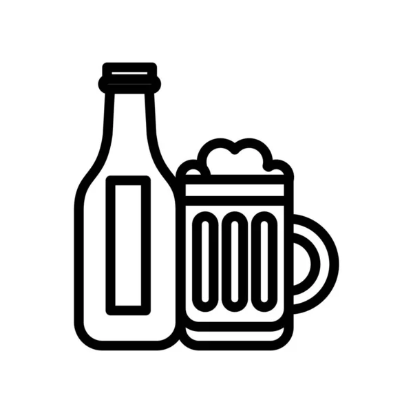 Tarro de cerveza y bebida botella estilo de línea de día internacional — Vector de stock