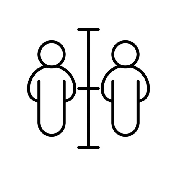 Mensen silhouetten afstand sociale lijn stijl pictogram — Stockvector