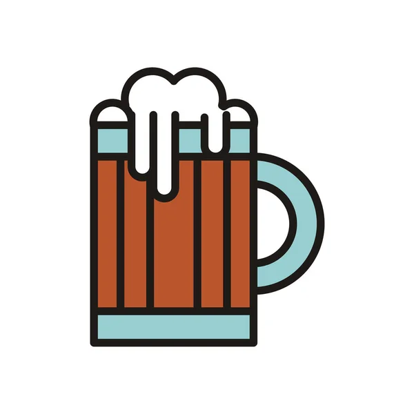 Bira, ahşap kavanoz uluslararası gündüz içeceği. — Stok Vektör