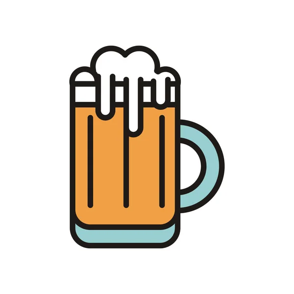 Beer jar drink international day fill style — Stock Vector
