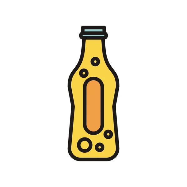 Cerveza botella bebida día internacional relleno estilo — Vector de stock