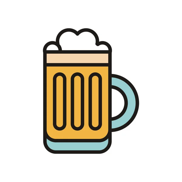 Cerveza jarra bebida día internacional relleno estilo — Vector de stock