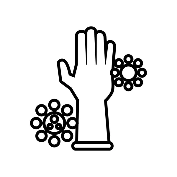 Gumowa rękawica z ikoną linii 19 cząstek — Wektor stockowy