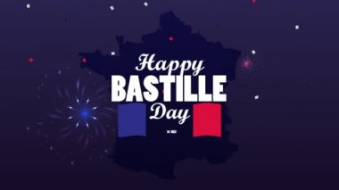 Fransa bayrağı ve havai fişeklerle Bastille Günü 'nüz kutlu olsun.