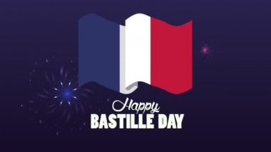 Fransa bayrağı ve havai fişeklerle Bastille Günü 'nüz kutlu olsun.