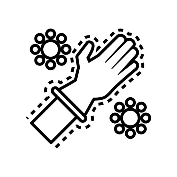 Rubber glove with covid19 particles line style icon — Stock Vector