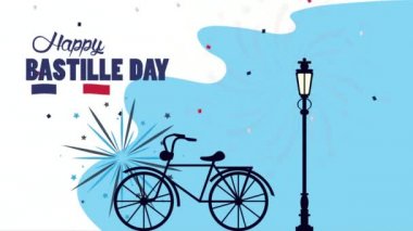 Fransa bayrağı ve bisikletle Bastille Günü 'nüz kutlu olsun.
