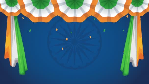 India independence day with flag decoration hanging — Stock Video