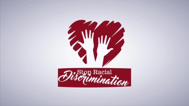 Detener la campaña contra el racismo con las manos en el corazón — Vídeo de stock