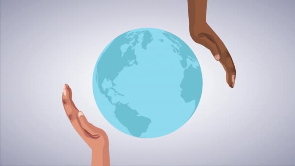 Powstrzymać kampanię rasistowską afrykańskimi rękami podnoszącymi Ziemię — Wideo stockowe