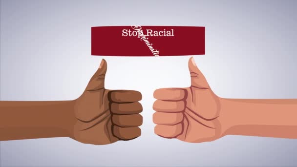 Stop the racism campaign with interracial hands — Stock Video