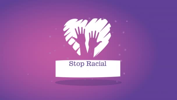 Detener la campaña contra el racismo con las manos en el corazón — Vídeo de stock