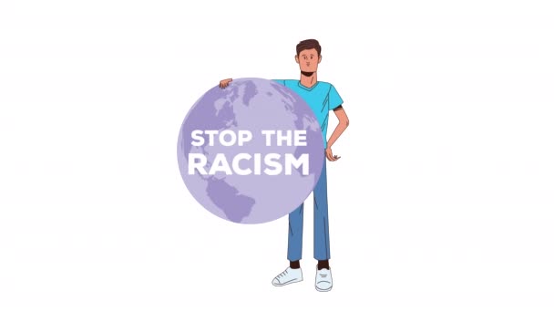 İnsanların Dünya gezegenini kaldırdığı ırkçılık kampanyasını durdurun. — Stok video