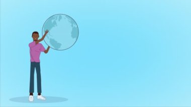 Afrikalı adamın Dünya gezegenini kaldırdığı ırkçılık kampanyasını durdurun.