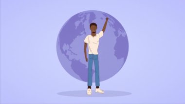 Afro adam ve Dünya gezegeniyle ırkçılık kampanyasını durdurun.