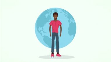 Afro adam ve Dünya gezegeniyle ırkçılık kampanyasını durdurun.