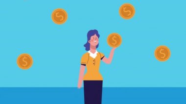 Bozuk paralı iş kadını karakteri canlandırılmış