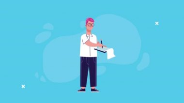 İşadamı kontrol listesi karakter canlandırması ile yazıyor