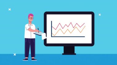İşadamı masaüstü canlandırması ile kontrol listesine yazıyor