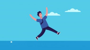 Yüzen iş adamı karakter canlandırması