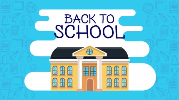 Tillbaka till skolsäsongen med skolbyggnad — Stockvideo