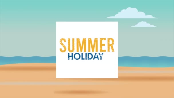 hello summer holiday poster with lettering and tropical flowers