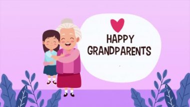 Büyükannenin torununu taşıdığı mutlu büyükanne ve büyükbaba günü kartı