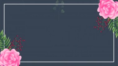 Pembe güllerle süslenmiş güzel bir çiçek çerçevesi