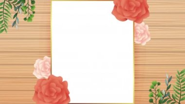 Çerçevede pembe güllerle süslenmiş güzel bir çiçek.