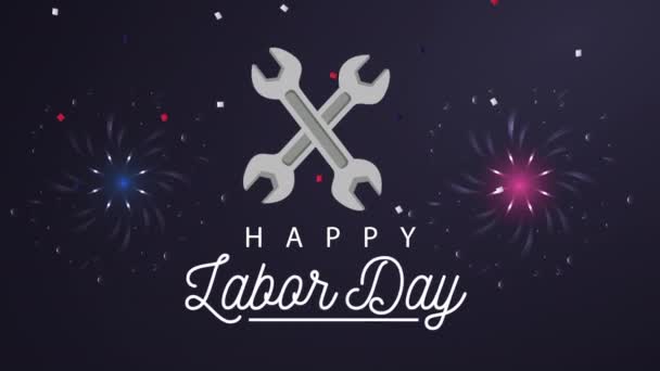 Happy Labour Day viering met belettering en tools — Stockvideo