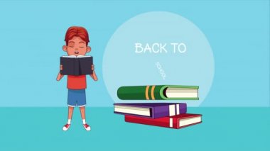 Küçük öğrenci kitap okuyor çizgi roman karakteri
