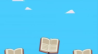 metin kitapları gökyüzü arkaplan animasyonunda edebiyat deseni açar