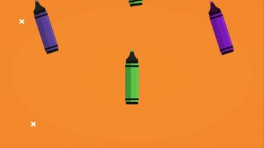 Renkli boya desenli okul animasyonuna geri dön