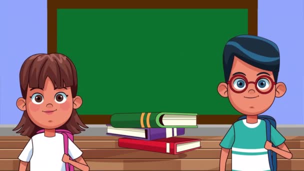 Little students kids reading books in the classroom animated characters —  Stock Video © jemastock #395687580