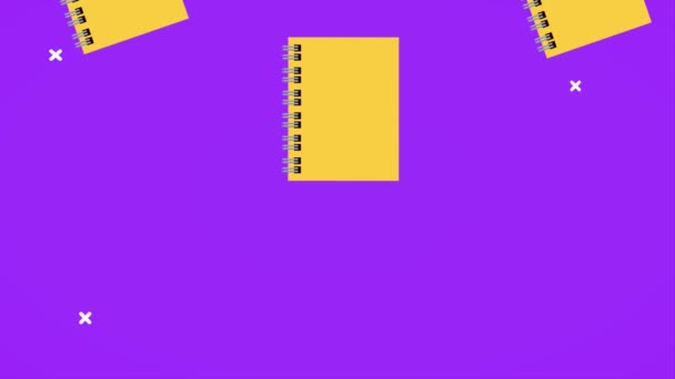 Volver a la animación escolar con hojas de cuadernos patrón — Vídeos de Stock