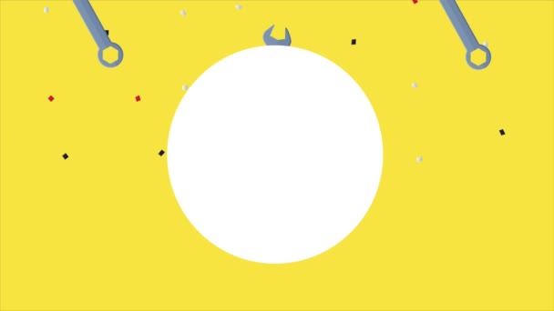 円い枠でレンチで幸せな労働者の日のお祝い — ストック動画