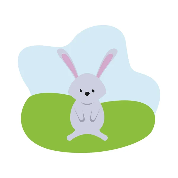 Lindo conejo Pascua carácter de temporada en el campamento — Vector de stock