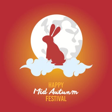 Mutlu sonbahar ortalarında tavşan ve ay ile