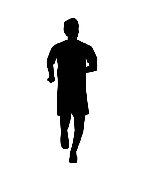 Atlético hombre practicar correr deporte silueta — Vector de stock