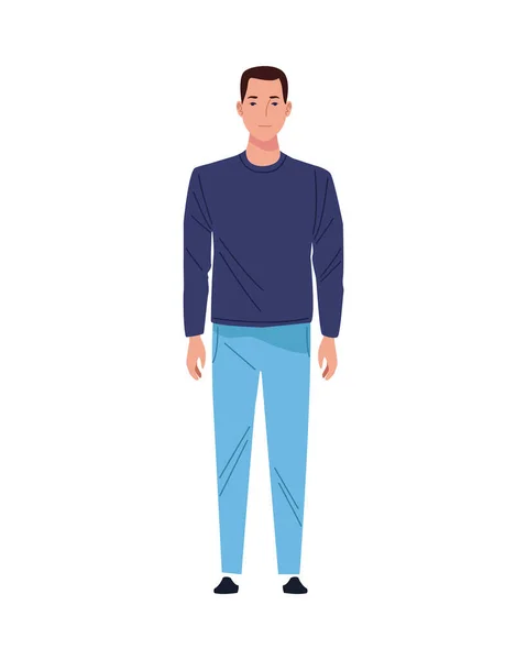 Young man casual avatar character — Stock Vector